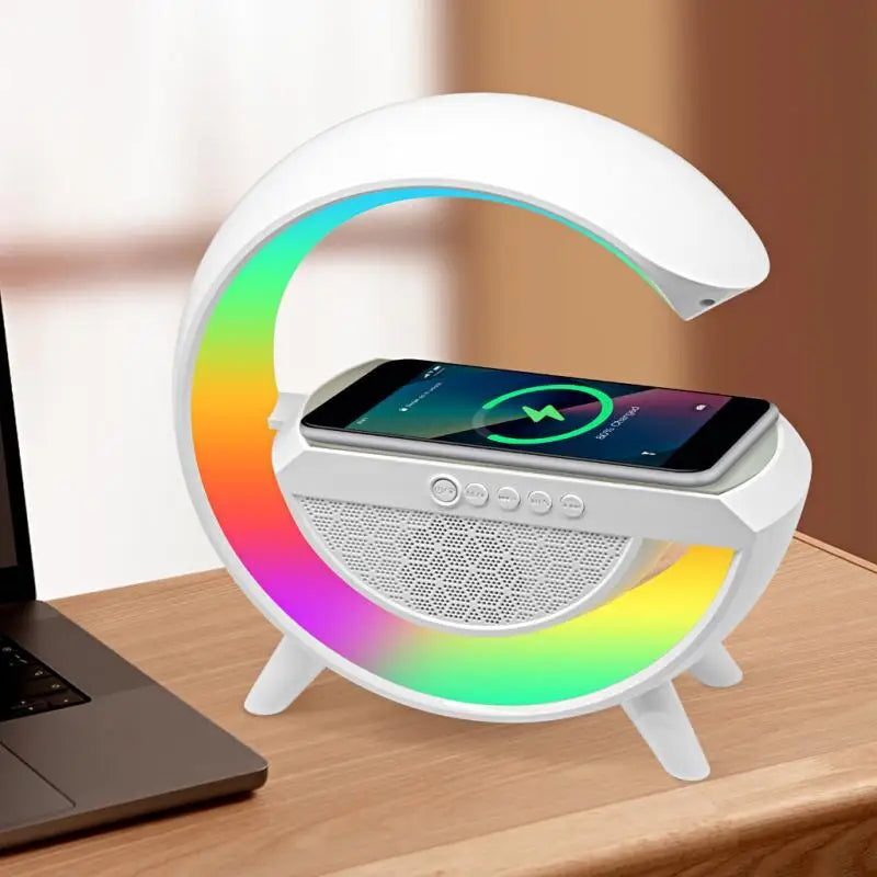 Carregador Sem Fio Bluetooth RGB Atmosfera Caixa de Som