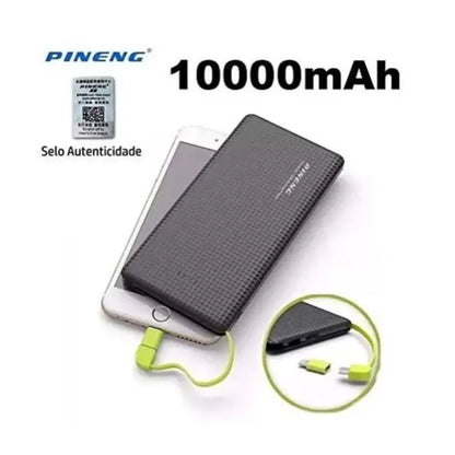 Carregador Portátil Pineng Power Bank 10.000mAh IPhone V8 USB