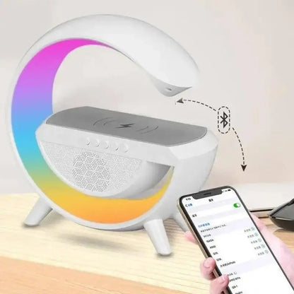 Carregador Sem Fio Bluetooth RGB Atmosfera Caixa de Som